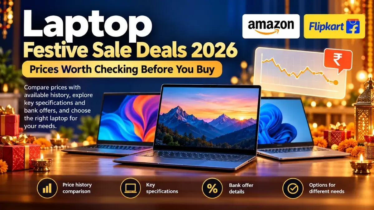Laptop Festive Sale Deals 2026: Prices Worth Checking Before You Buy 1 Laptop festive sale price comparison guide for Amazon and Flipkart